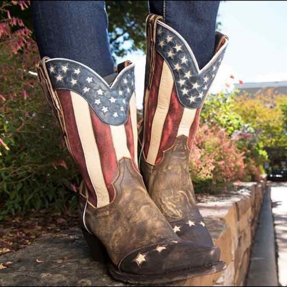DAN POST DP3586 Liberty American Flag cowgirl western boots snip toe sz 7.5 EUC - Picture 1 of 16